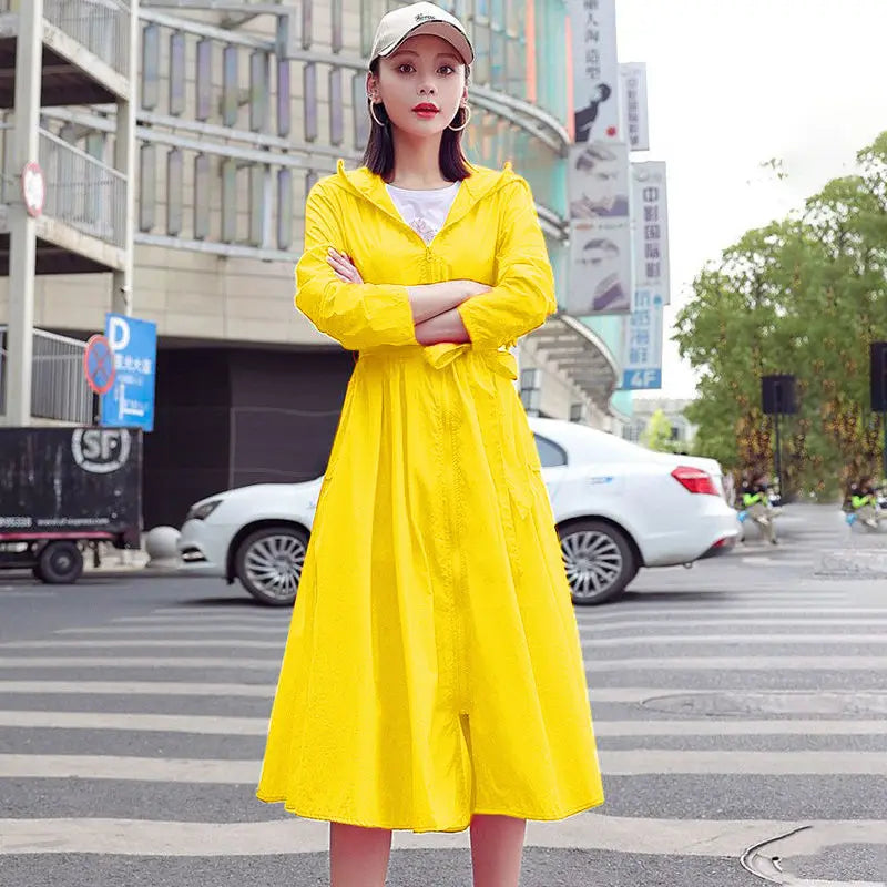 Women Clothing 2024 Women's Ultra-thin Windbreaker Mid-length Summer Sun Protection Clothes Coat Trend Korean Anti-UV Sun Cloak