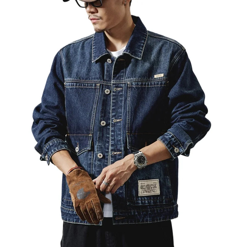 Plus Size Denim Jacket Men Vintage Fashion Streetwear Loose Casual Oversize Denim Cargo Jacket 7XL 6XL Jeans Coat Outerwear