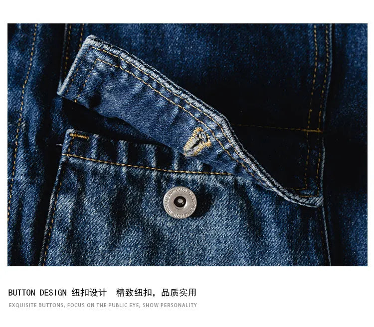 Plus Size Denim Jacket Men Vintage Fashion Streetwear Loose Casual Oversize Denim Cargo Jacket 7XL 6XL Jeans Coat Outerwear