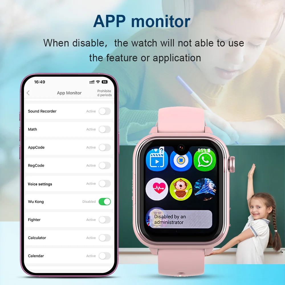 Wonlex KT37 GPS Smart Watch Kids AI Voice Assistant APP Monitor WiFi Location Tracker 4G Video Call Smart Watch for Children