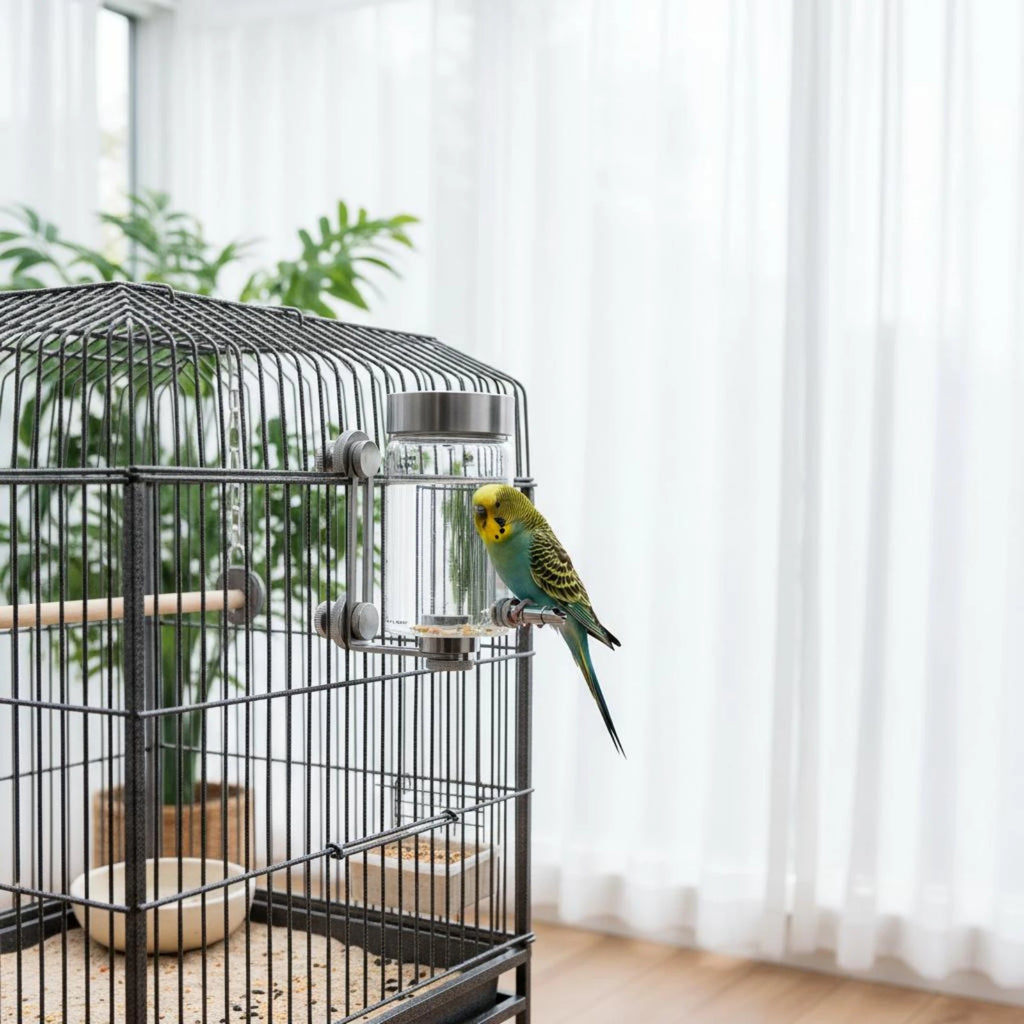 Bird Cage Water Bottle Easy to Refill Stainless Steel Nozzle Automatic Feeder Dispenser for Animal Care Daily Use