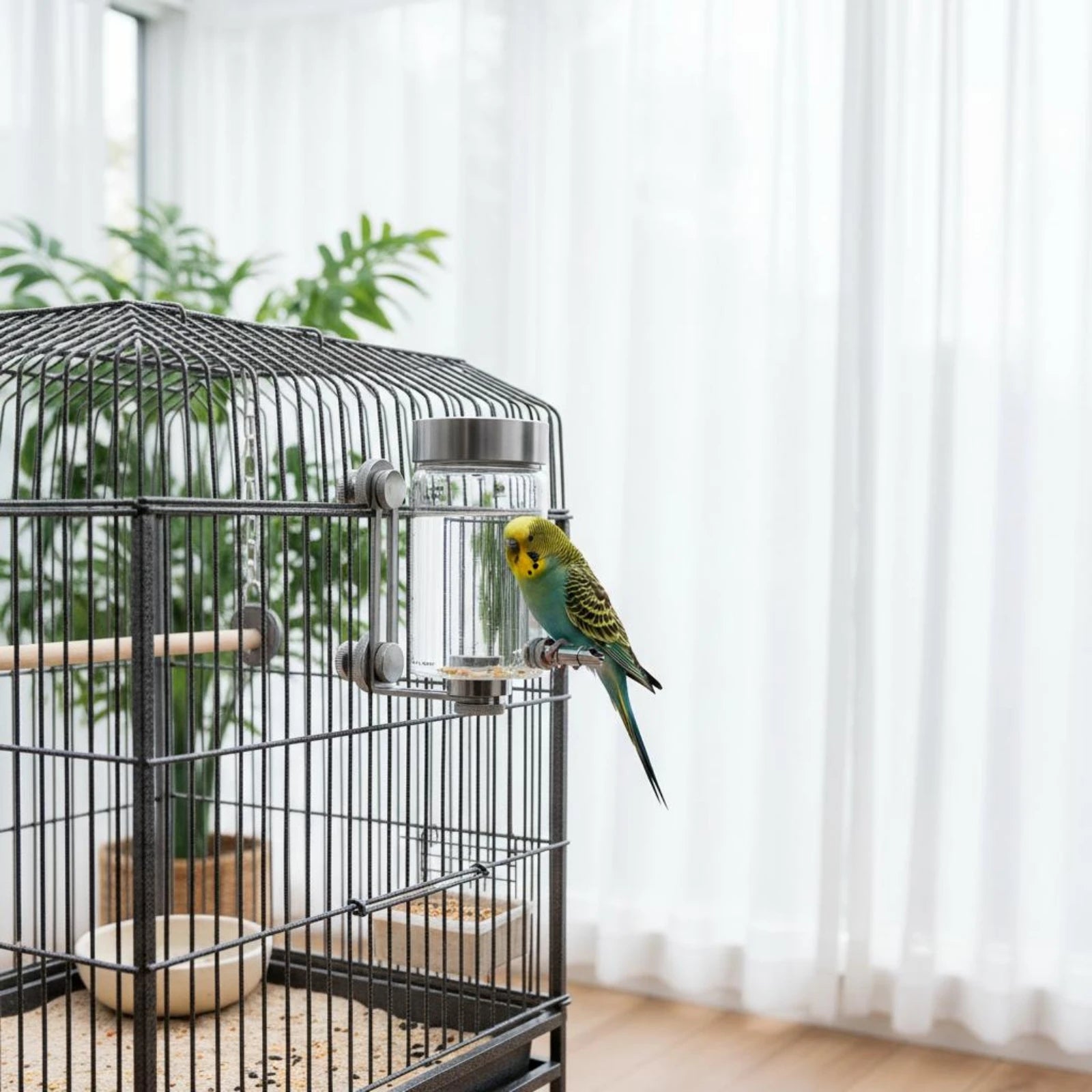 Bird Cage Water Bottle Easy to Refill Stainless Steel Nozzle Automatic Feeder Dispenser for Animal Care Daily Use