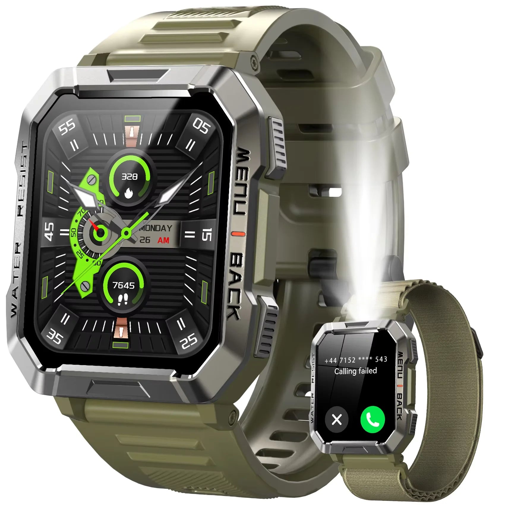 Blackview W60 Waterproof Smartwatch with Emergency Lighting 2.01'' Screen 900mAh Large Battery BT Outdoor Sport Watches for Man