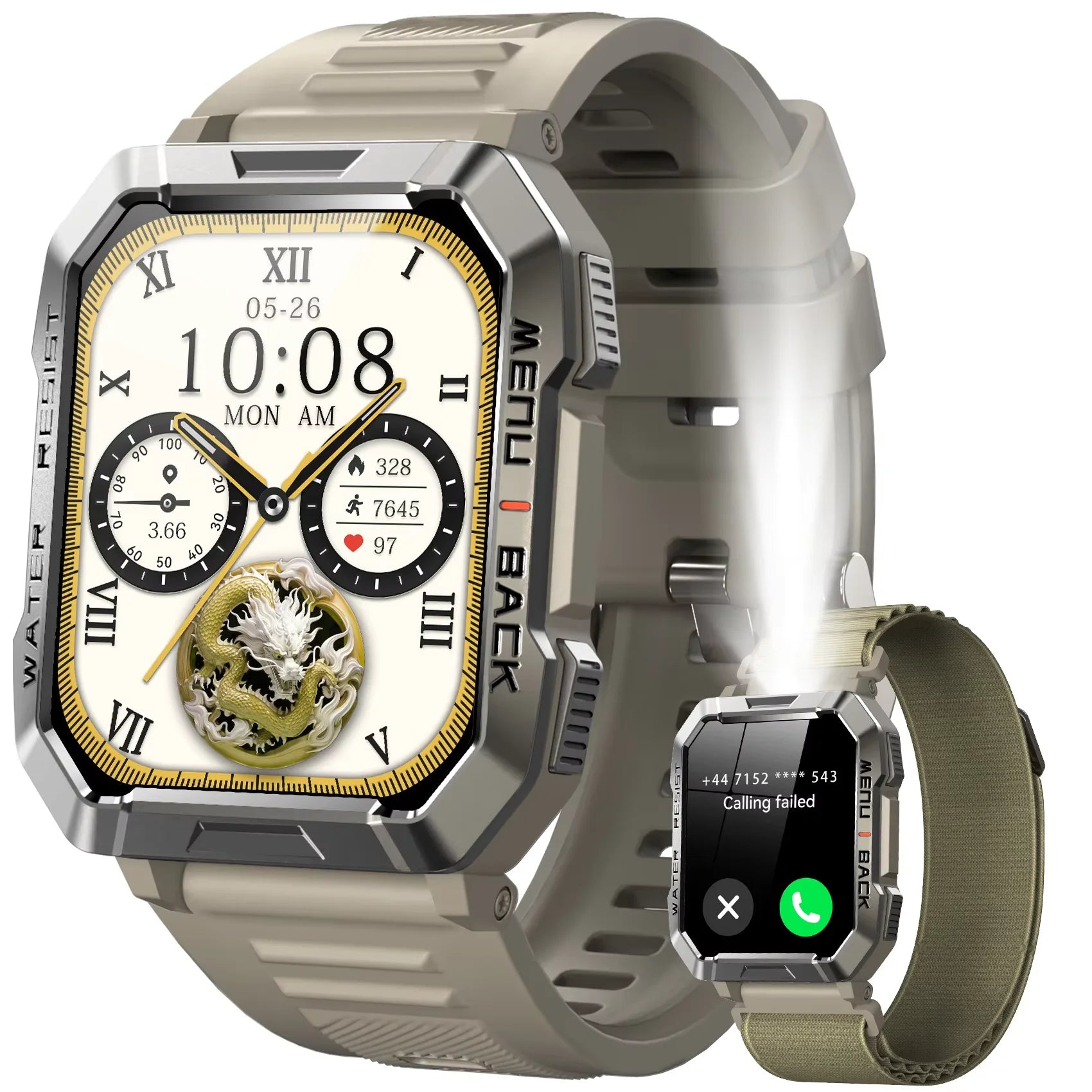 Blackview W60 Waterproof Smartwatch with Emergency Lighting 2.01'' Screen 900mAh Large Battery BT Outdoor Sport Watches for Man