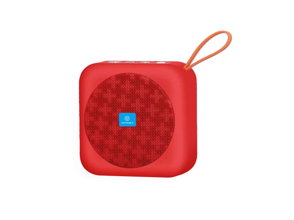 Techancy Altifalante Bluetooth Vermelho TH2622, Portátil E De Tamanho Compacto, Suporte Tf/Fm/Usb/Tws, Som Potente.