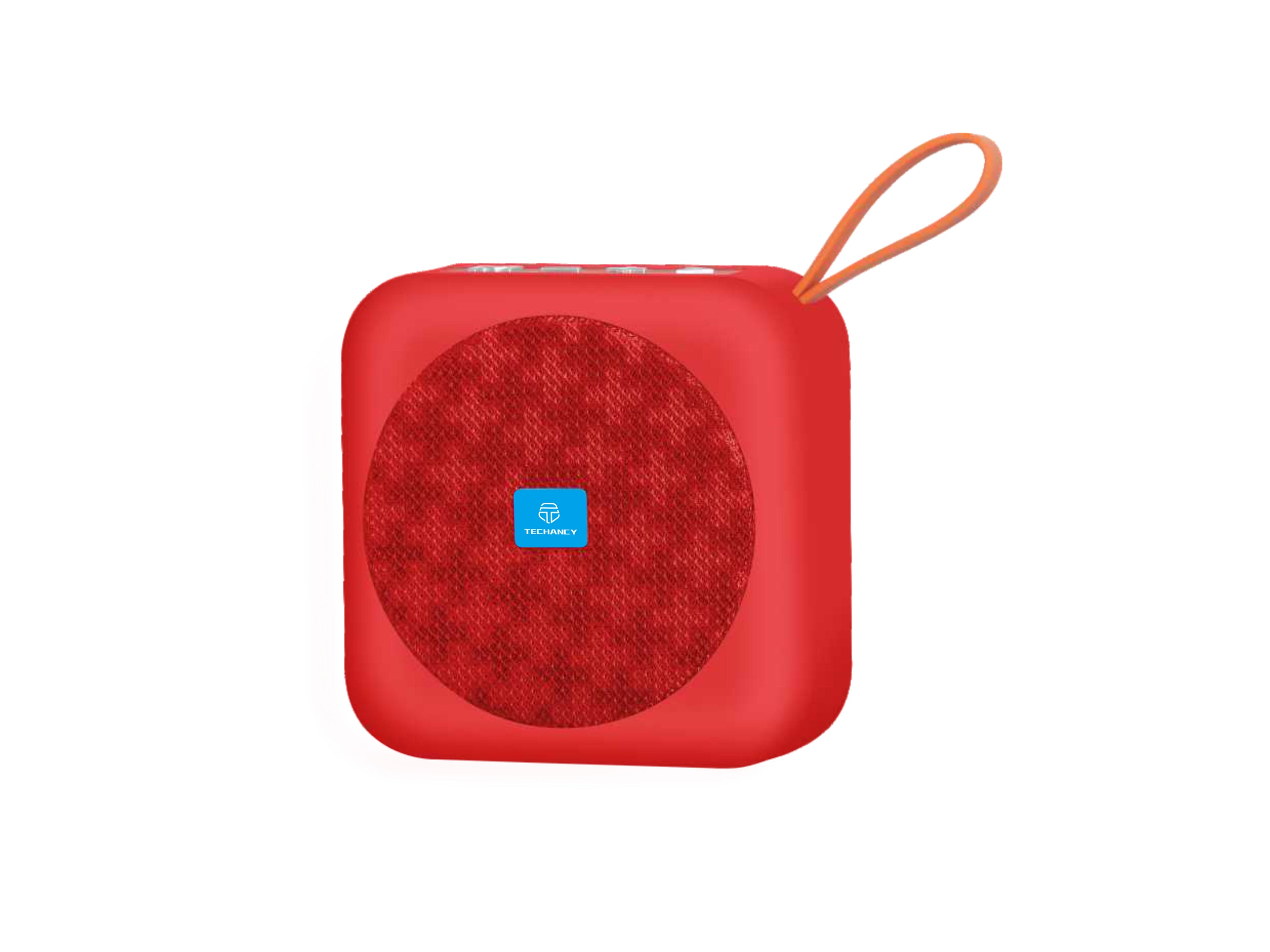 Techancy Altifalante Bluetooth Vermelho TH2622, Portátil E De Tamanho Compacto, Suporte Tf/Fm/Usb/Tws, Som Potente.