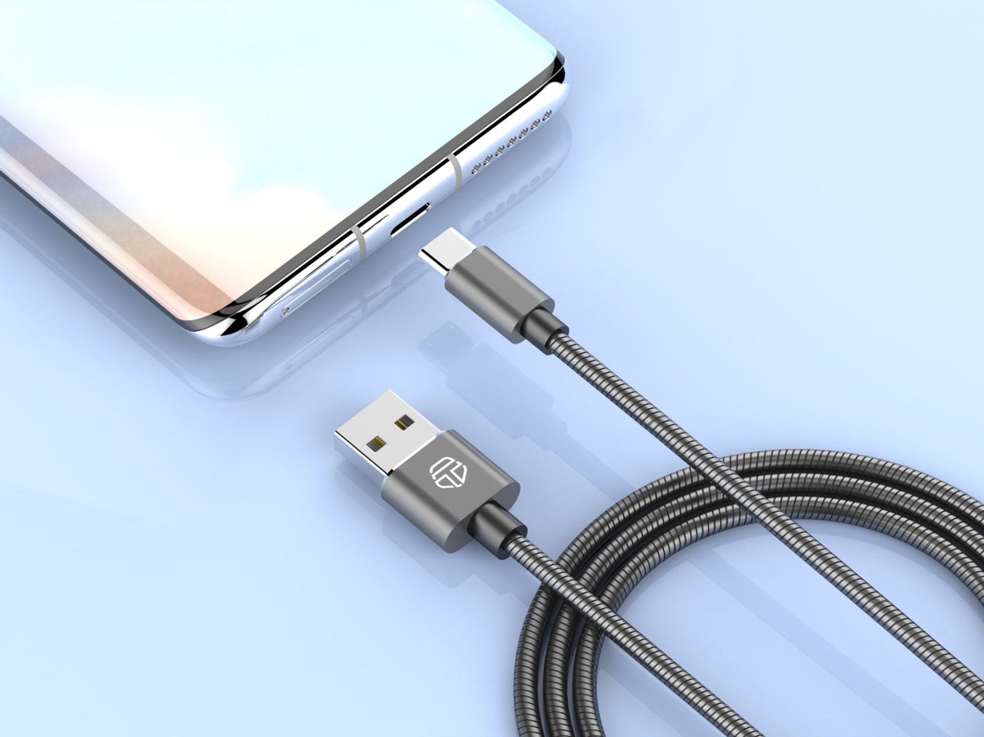 Techancy Cabo De Dados De Alumínio 1m  TB1662, Design Totalmente Metálico, Usb-Tipo C, Carregamento De 2,4a.