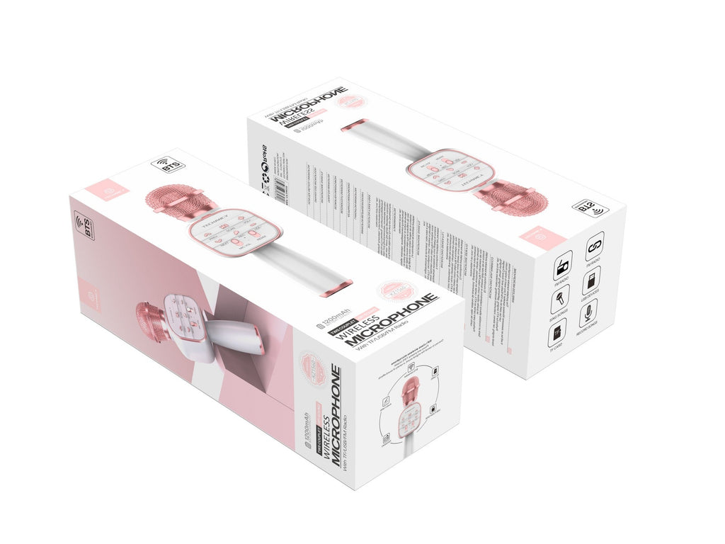 Microfone Bluetooth sem fios Techancy Dss, KZ1560, altifalante portátil para cantar, ouro rosa