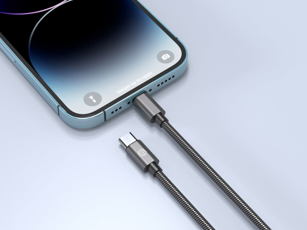 Techancy Cabo Usb C Para Lightning 1m TB1796, Design Totalmente Metálico, Resistente A Animais, Carregamento Rápido De 30 Watts